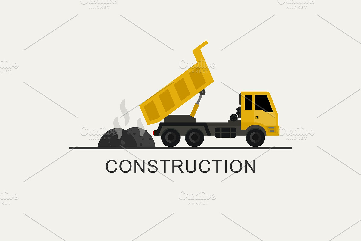 Construction truck unloads asphalt in Illustrations - product preview 8