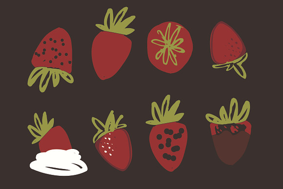 Strawberry set in Illustrations - product preview 1