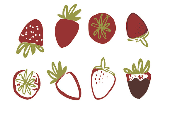 Strawberry set in Illustrations - product preview 2