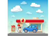 Gas station and car