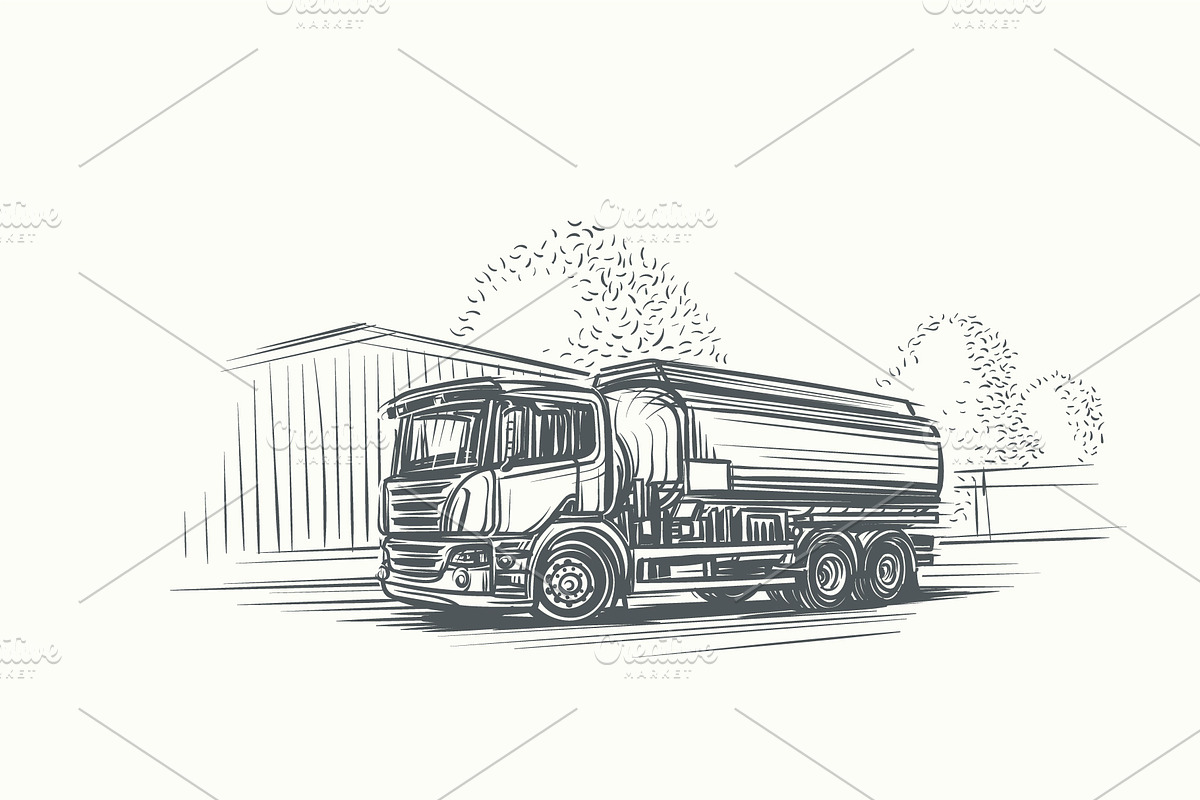 Cistern Truck Illustration. Vector.  in Illustrations - product preview 8