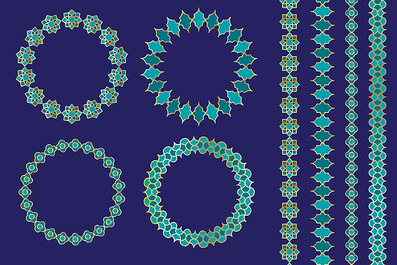 Blue Gold Moroccan Frames & Borders in Patterns - product preview 1