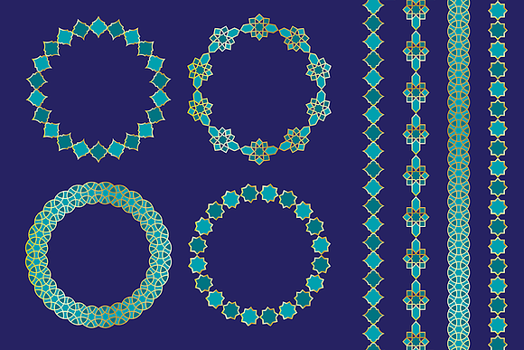 Blue Gold Moroccan Frames & Borders in Patterns - product preview 2