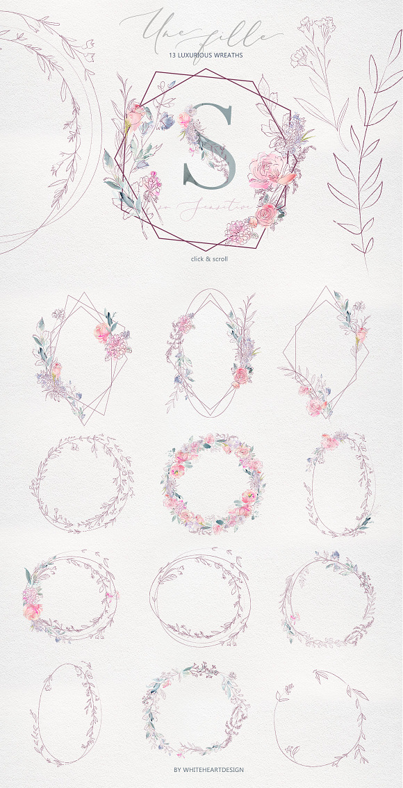 Une Fille Watercolor Artistic Set in Illustrations - product preview 3