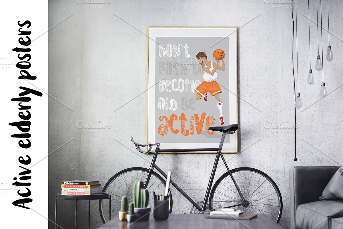 Active elderly posters. Basketball in Illustrations - product preview 8