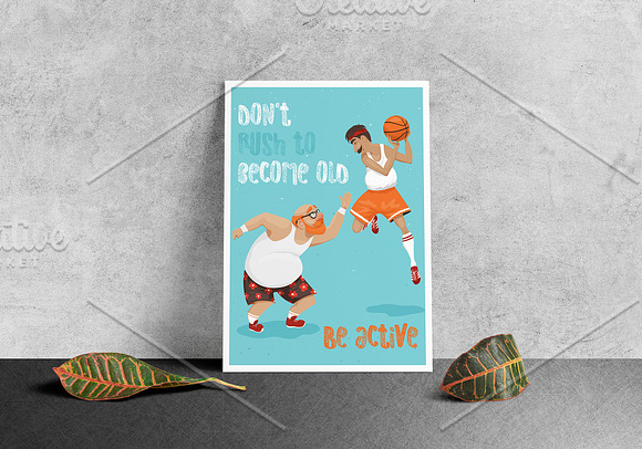 Active elderly posters. Basketball in Illustrations - product preview 1