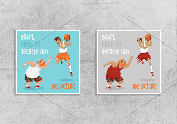 Active elderly posters. Basketball in Illustrations - product preview 2