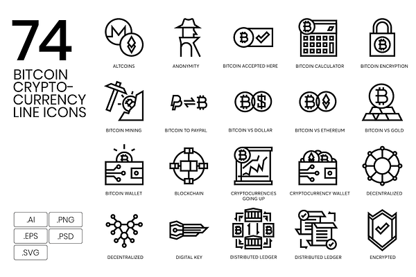 Bitcoin & Cryptocurrency Line Icons