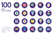 100 SEO & Marketing Flat Icons