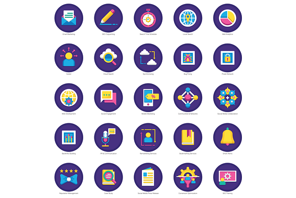 100 SEO & Marketing Flat Icons in Marketing Icons - product preview 1