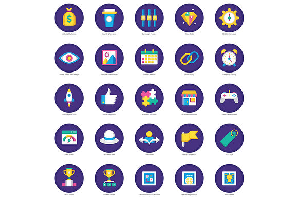 100 SEO & Marketing Flat Icons in Marketing Icons - product preview 2