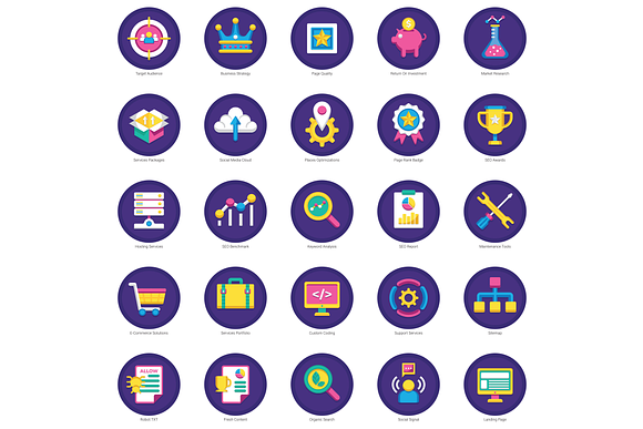 100 SEO & Marketing Flat Icons in Marketing Icons - product preview 3