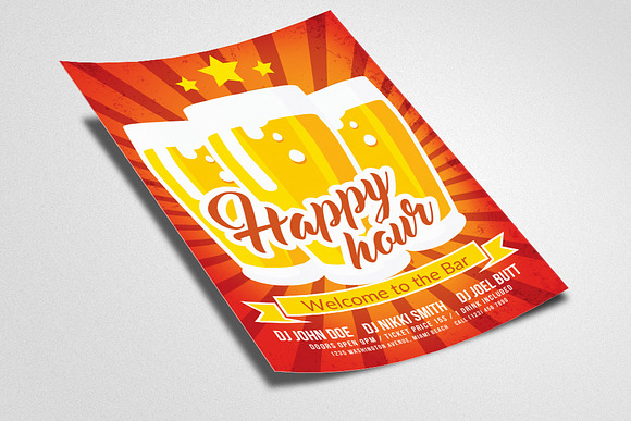 Happy Hour Flyer Templates in Flyer Templates - product preview 1