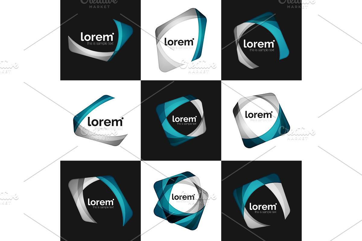 Set of vector overlapping shapes business emblems in Illustrations - product preview 8