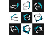 Set of vector overlapping shapes business emblems