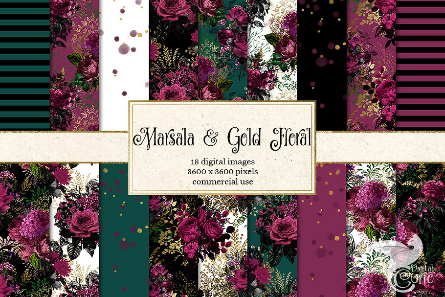Marsala and Gold Floral Backgrounds