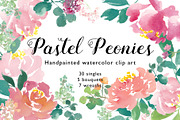Hand Painted watercolor peony flower