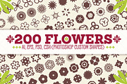 200 Flowers - Vector Shapes Set