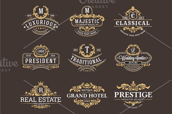 Vintage Frame Logo Template Vol.3 in Illustrations - product preview 1