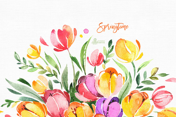 Springtime. Watercolor collection in Illustrations - product preview 2