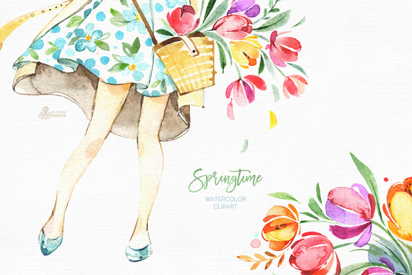 Springtime. Watercolor collection in Illustrations - product preview 7