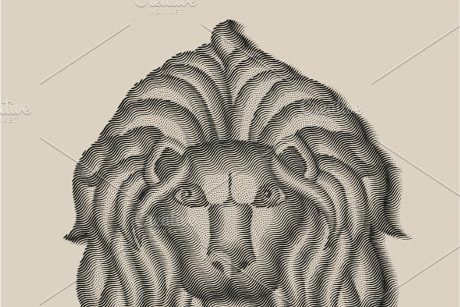 Lion head in engraving style in Illustrations - product preview 8