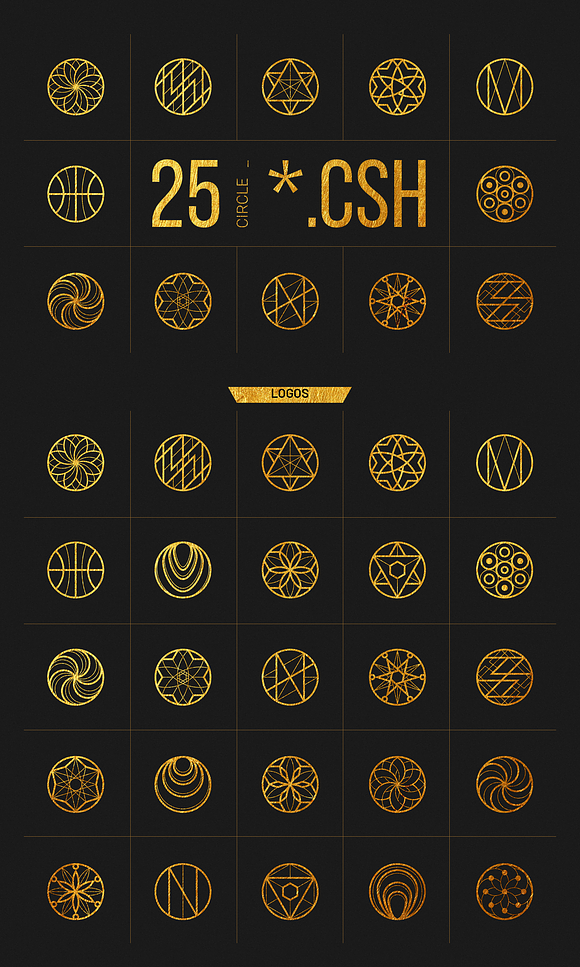 25 Linear Geometric Shapes. Part II in Photoshop Shapes - product preview 1
