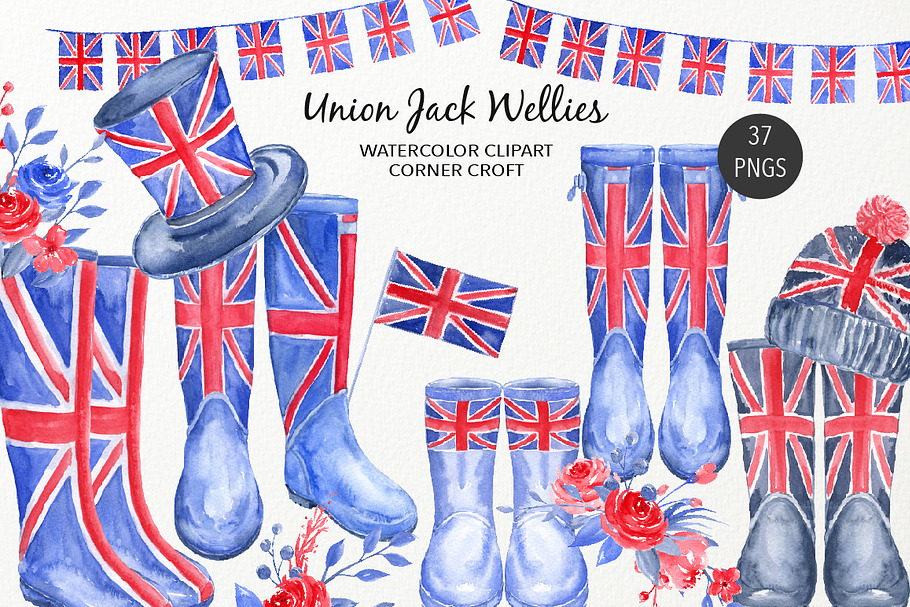 Watercolour Union Jack Wellies