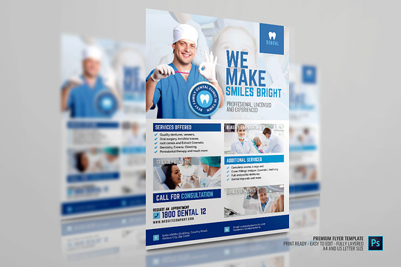 Dental Clinic Service Flyer in Flyer Templates - product preview 1