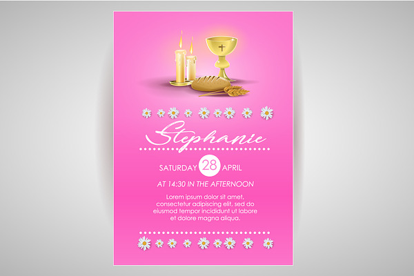 Pink religious invitation card