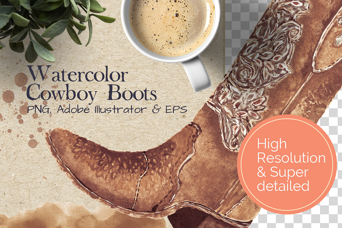 Super Detailed Cowboy Boots in Illustrations - product preview 8