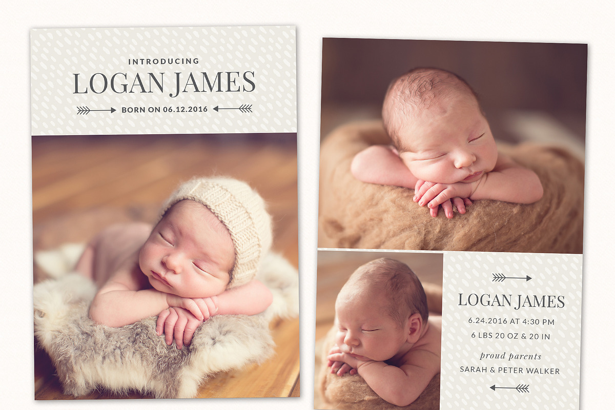 Birth Announcement Template CB077 in Card Templates - product preview 8