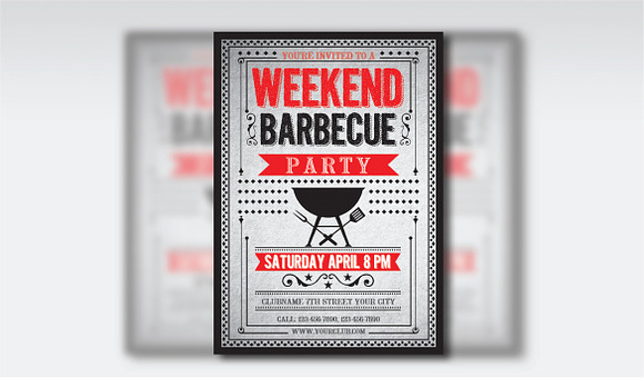BBQ Weekend Party Flyer /Poster 1 in Flyer Templates - product preview 1
