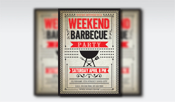BBQ Weekend Party Flyer /Poster 1 in Flyer Templates - product preview 2