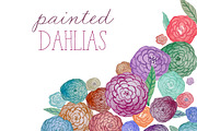 Watercolor Flowers - Dahlias