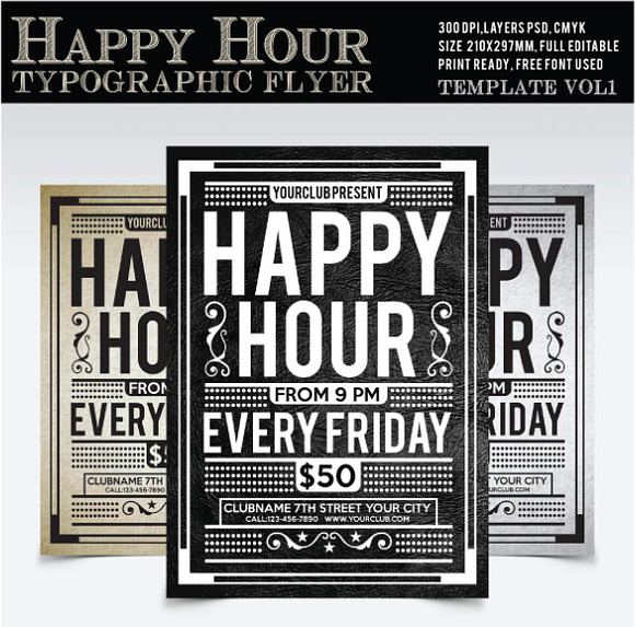 Happy Hour Flyer Vol1 in Flyer Templates - product preview 2
