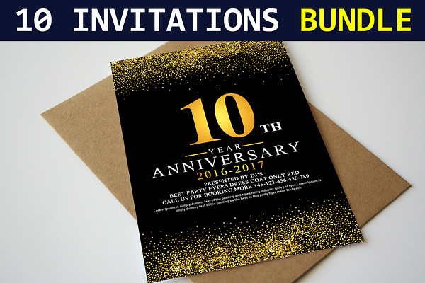 10 Invitation Cards Bundle