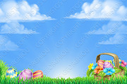 Easter Eggs Basket Background