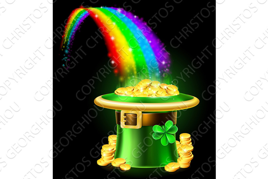St Patricks Day Leprechaun Rainbow Hat of Gold in Illustrations - product preview 8