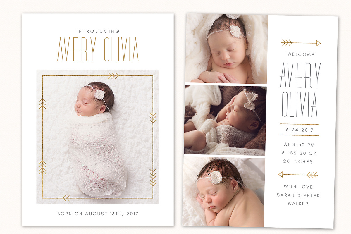 Birth Announcement Template CB096 in Card Templates - product preview 8