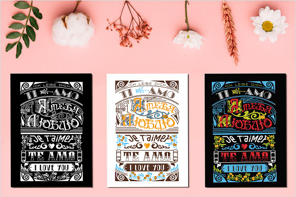 I love you lettering | poster | card in Illustrations - product preview 2