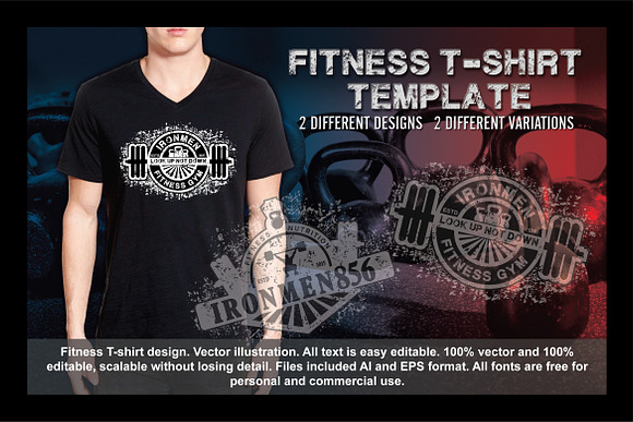 2 Fitness T-Shirt Template Vol 3 in Illustrations - product preview 4