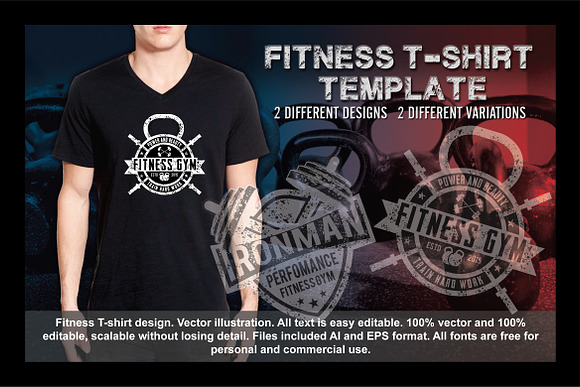 2 Fitness T-Shirt Template Vol 1 in Illustrations - product preview 4