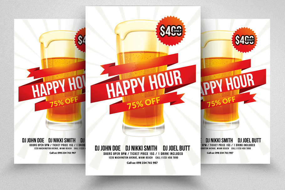 Happy Hour Psd Flyer Template in Flyer Templates - product preview 8