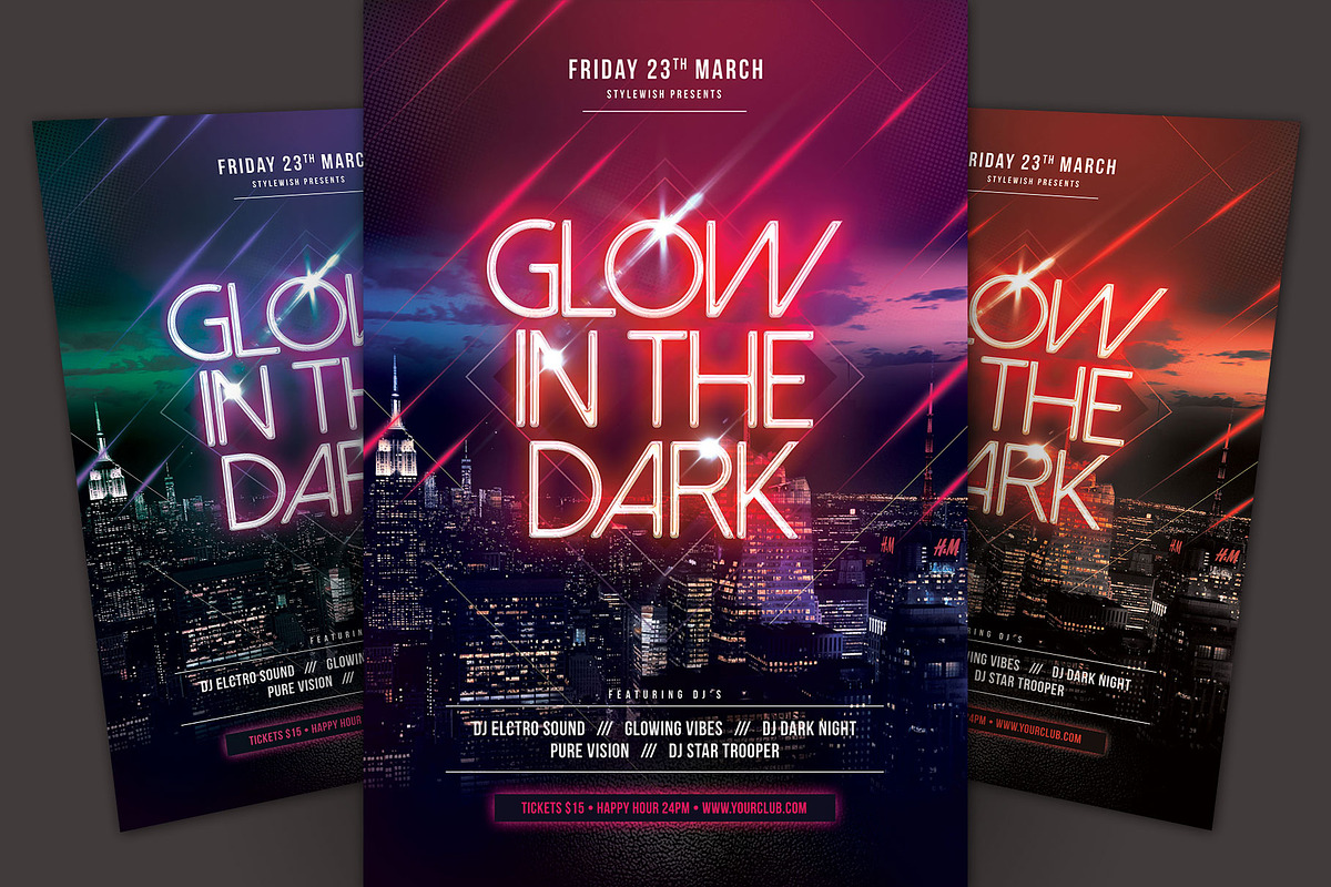 Glow In The Dark Party Flyer Template