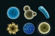 Set of different bacteria and virus