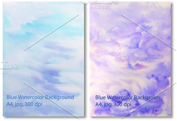 Blue Watercolor textured background in Objects - product preview 1
