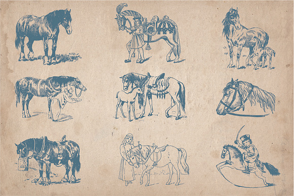 35 Hand Drawn Horses in Graphics - product preview 1