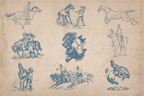 35 Hand Drawn Horses in Graphics - product preview 3