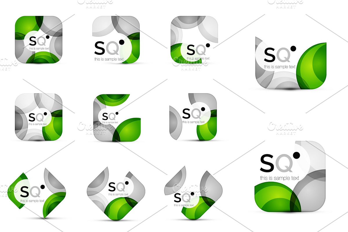 Set of vector abstract square business emblems in Illustrations - product preview 8